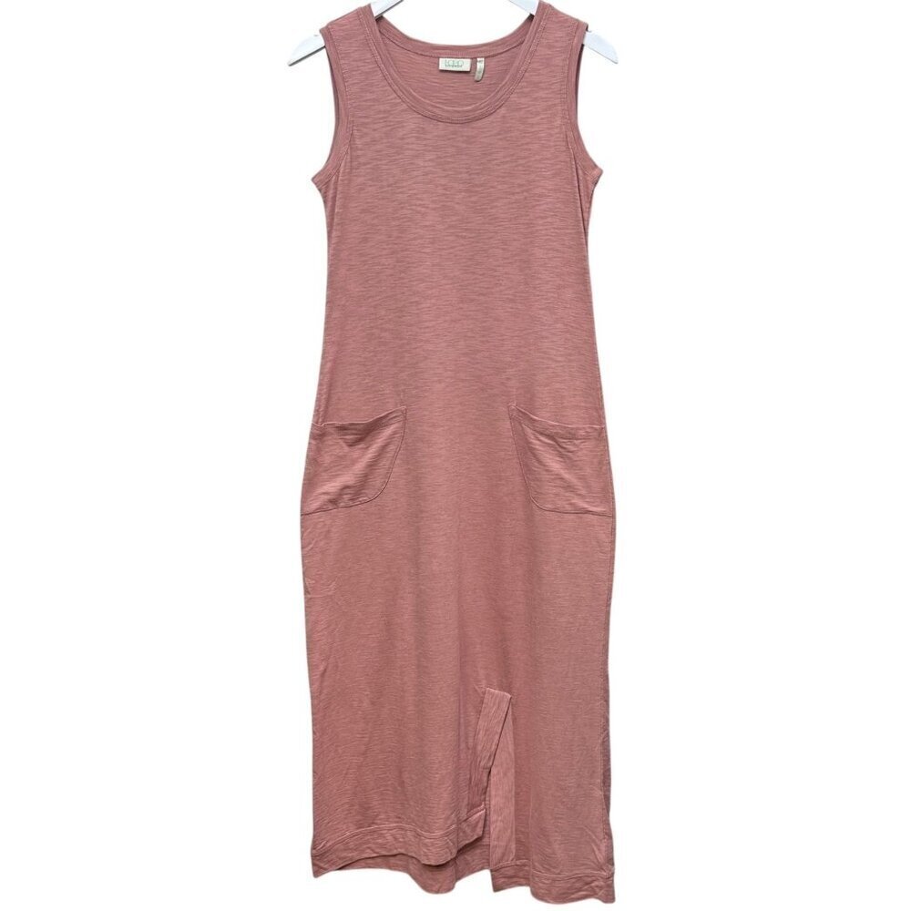 LOGO Lori Goldstein Long Tank Dress XS Pink Cotton Modal Midi Tee Sundress